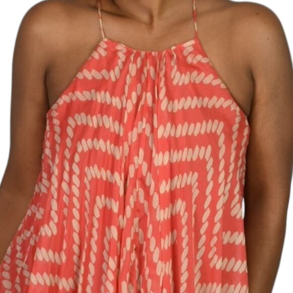 Milly Handkerchief Hem Top Orange Coral Silk Tank Swing Racerback Chiffon 2 - Picture 4 of 13